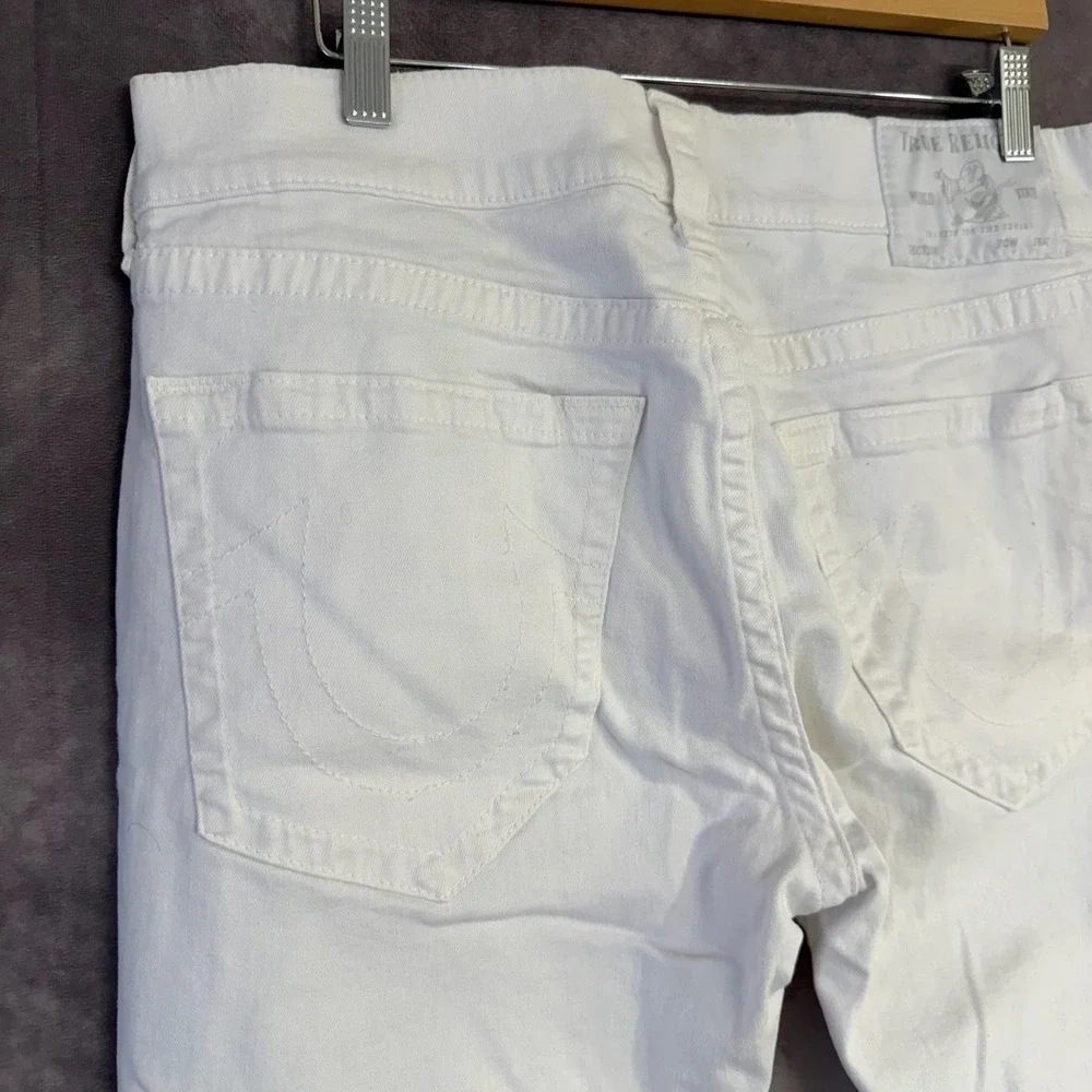True Religion Jeans Mens 34x32 White Rocco Relaxed Skinny No Flap Denim Stretch